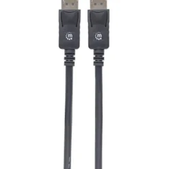 Manhattan DisplayPort 1.2 Cable, 4K@60hz, 2m, Male to Male, With Latches, Fully Shielded, Black, Lifetime Warranty, Polybag - 307116