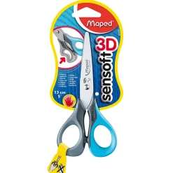 Maped Sensoft Left-Handed Scissors With Flexible Handles, 5", Blunt, Blue/Gray, Pack Of 12