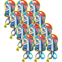 Maped Sensoft Left-Handed Scissors With Flexible Handles, 5", Blunt, Blue/Gray, Pack Of 12