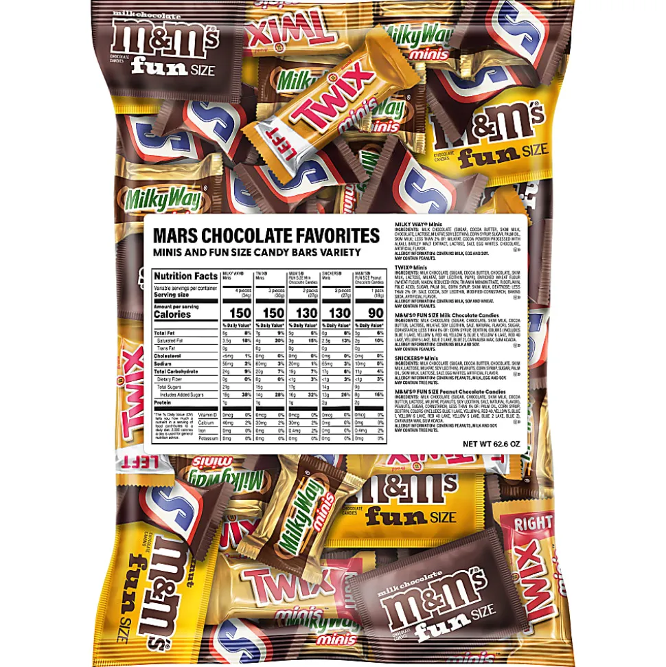 MARS Chocolate Favorites Minis Candy Bars Variety Bag, 62.6 Oz