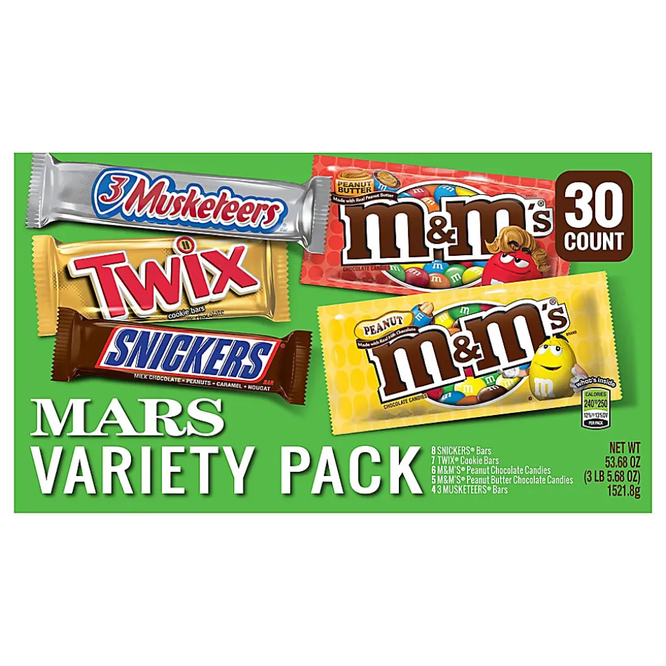 Mars Chocolate Full-Size Candy Bars Variety Pack, 53.68 Oz Box