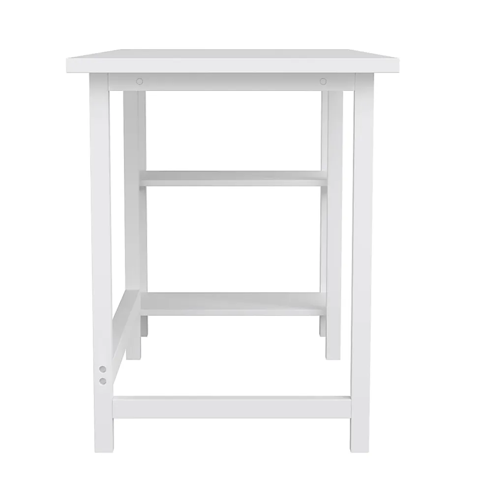 Martha Stewart Beckett 47.5"W Home Office Trestle Computer Desk With Shelves, White Wood Grain