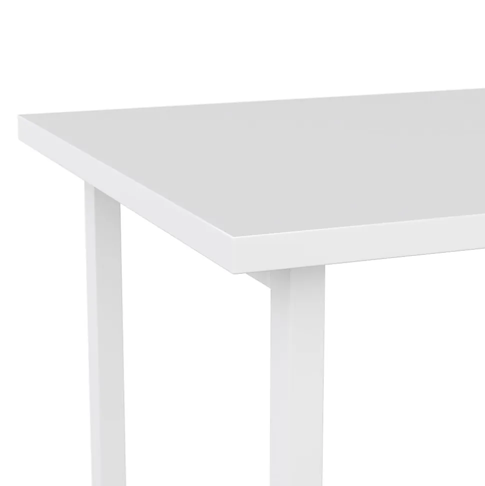 Martha Stewart Beckett 47.5"W Home Office Trestle Computer Desk With Shelves, White Wood Grain