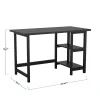 Martha Stewart Beckett 47.5"W Home Office Trestle Computer Desk With Shelves, Black Wood Grain