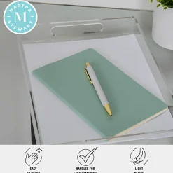 Martha Stewart Brody Acrylic Letter Tray Office Desktop Organizer With Handles, 1-1/2