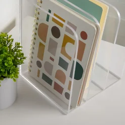 Martha Stewart Brody Acrylic 3-Section File Holder Office Desktop Organizer, 7-1/4"H x 8-1/2"W x 6-1/2"D, Clear