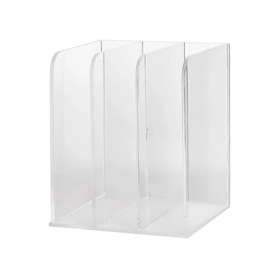 Martha Stewart Brody Acrylic 3-Section File Holder Office Desktop Organizer, 7-1/4"H x 8-1/2"W x 6-1/2"D, Clear
