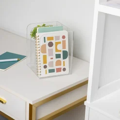 Martha Stewart Brody Acrylic 3-Section File Holder Office Desktop Organizer, 7-1/4