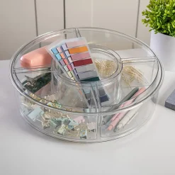 Martha Stewart Brody Divided Lazy Susan Organizer With 5 Removable Bins, 3-1/2