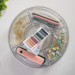 Martha Stewart Brody Divided Lazy Susan Organizer With 5 Removable Bins, 3-1/2