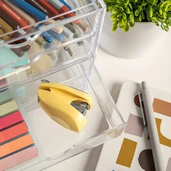 Martha Stewart Brody Plastic Stackable Office Desktop Organizer Boxes With 2 Drawers, 3-1/2