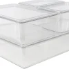 Martha Stewart Brody Stackable Plastic Storage Boxes With Lids, 3-1/4"H x 14"W x 10-1/2"D, Clear, Set Of 4 Boxes