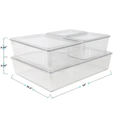Martha Stewart Brody Stackable Plastic Storage Boxes With Lids, 3-1/4
