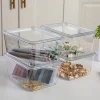 Martha Stewart Brody Stackable Plastic Storage Boxes With Lids, 3-1/4"H x 6-3/4"W x 5"D, Clear, Pack Of 4 Boxes