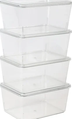 Martha Stewart Brody Stackable Plastic Storage Boxes With Lids, 3-1/4