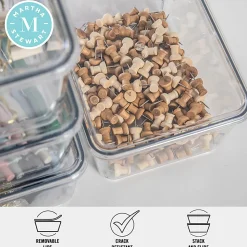 Martha Stewart Brody Stackable Plastic Storage Boxes With Lids, 3-1/4
