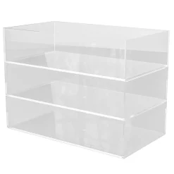 Martha Stewart Brody Stack & Slide Plastic Tray Office Desktop Organizers, 2"H x 3"W x 7-1/2"D, Clear, Pack Of 3 Organizers