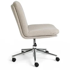 Martha Stewart Eloise Upholstered Office Chair, Grey White Fabric/Polished Nickel Frame
