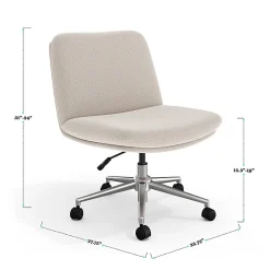 Martha Stewart Eloise Upholstered Office Chair, Grey White Fabric/Polished Nickel Frame