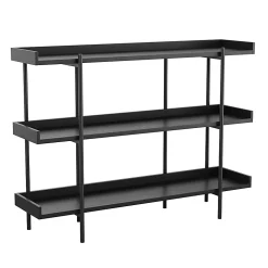 Martha Stewart Emmett 37"H 3-Shelf Storage Display Unit Bookcase With Metal Frame, Black Wood Grain/Oil Rubbed Bronze
