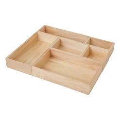 Martha Stewart Enzo 6-Piece Desk Drawer Organizer Set, 2"H x 15"W x 13"D, Light Natural