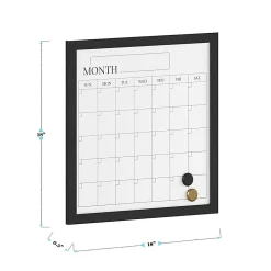 Martha Stewart Everette Magnetic Monthly Calendar Dry-Erase Board, 18" x 18", Black Wood Grain