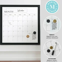 Martha Stewart Everette Magnetic Monthly Calendar Dry-Erase Board, 18