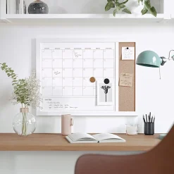 Martha Stewart Everette Magnetic Dry-Erase Monthly Calendar And Cork Board Combo, 18