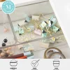 Martha Stewart Grady Stackable Plastic Storage Boxes with Lids, 2-1/2"H x 11"W x 4"D, Clear/Light Natural, Set Of 3 Boxes