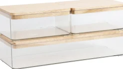 Martha Stewart Grady Stackable Plastic Storage Boxes with Lids, 2-1/2