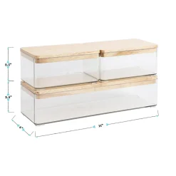 Martha Stewart Grady Stackable Plastic Storage Boxes with Lids, 2-1/2