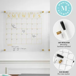 Martha Stewart Grayson Acrylic Monthly Wall Calendar And Notes Board, 18
