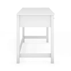 Martha Stewart Hutton Shaker Style Home Office 3 Drawer Desk, White Frame/Polished Brass Hardware