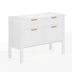 Martha Stewart Hutton Shaker Style Home Office 4 Drawer Lateral File Cabinet, White