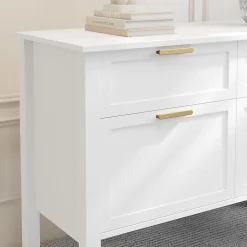 Martha Stewart Hutton Shaker Style Home Office 4 Drawer Lateral File Cabinet, White