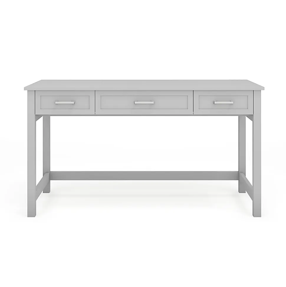 Martha Stewart Hutton Shaker Style Home Office 3 Drawer Desk, Gray Frame/Brushed Nickel Hardware