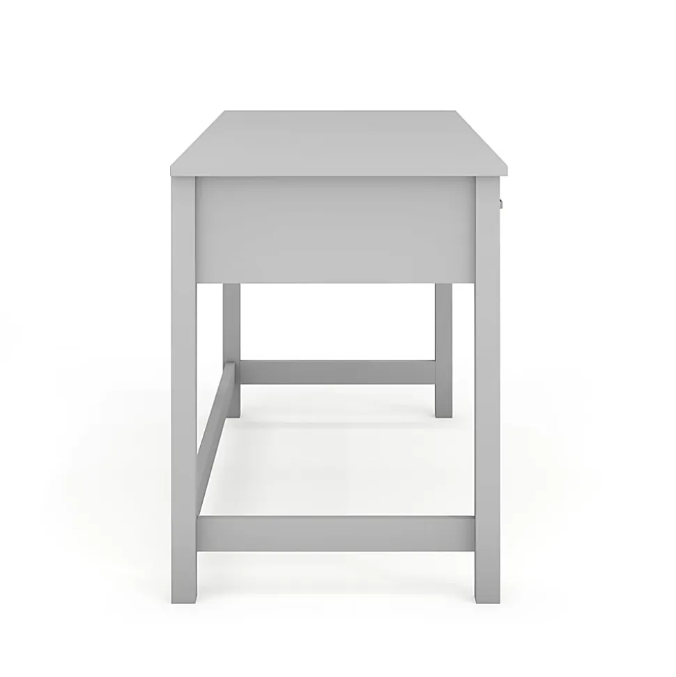 Martha Stewart Hutton Shaker Style Home Office 3 Drawer Desk, Gray Frame/Brushed Nickel Hardware