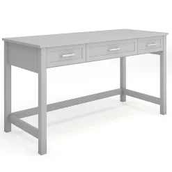 Martha Stewart Hutton Shaker Style Home Office 3 Drawer Desk, Gray Frame/Brushed Nickel Hardware