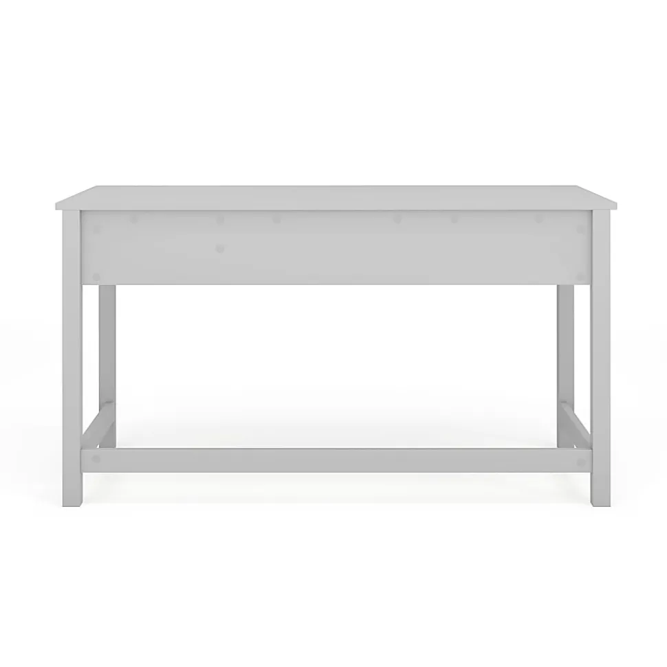 Martha Stewart Hutton Shaker Style Home Office 3 Drawer Desk, Gray Frame/Brushed Nickel Hardware