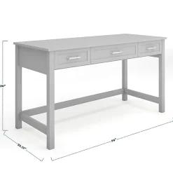 Martha Stewart Hutton Shaker Style Home Office 3 Drawer Desk, Gray Frame/Brushed Nickel Hardware