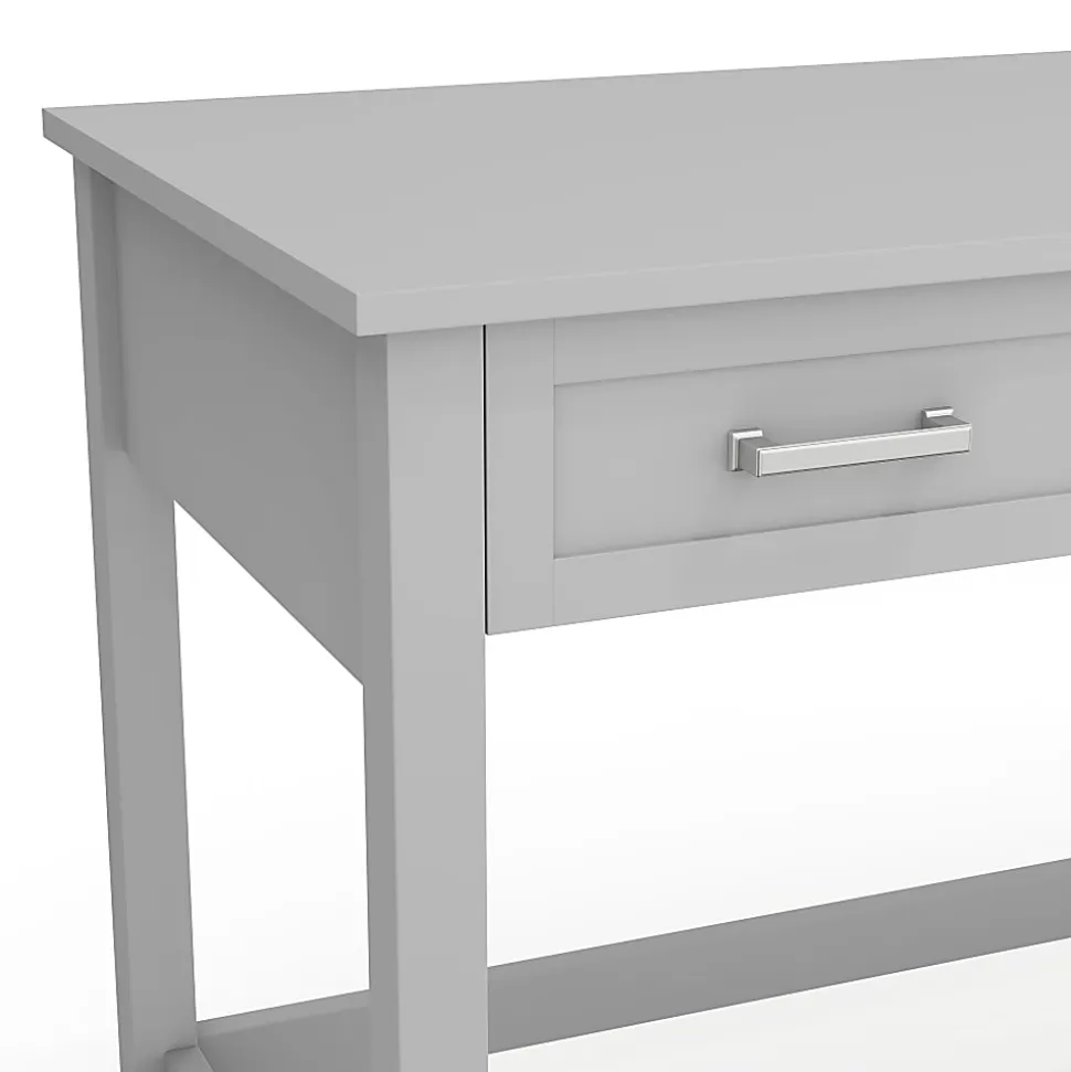 Martha Stewart Hutton Shaker Style Home Office 3 Drawer Desk, Gray Frame/Brushed Nickel Hardware