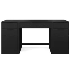 Martha Stewart Kayden Home Office Modular Single-Drawer Desk with Dual 3 Drawer File Cabinets, Black