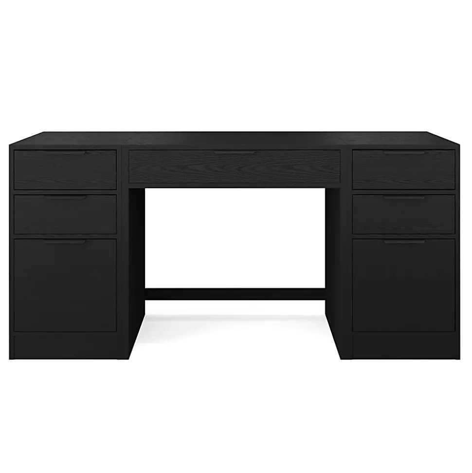 Martha Stewart Kayden Home Office Modular Single-Drawer Desk with Dual 3 Drawer File Cabinets, Black