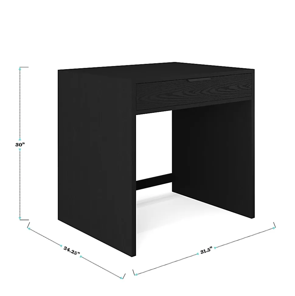 Martha Stewart Kayden Home Office Modular Single-Drawer Desk with Dual 3 Drawer File Cabinets, Black