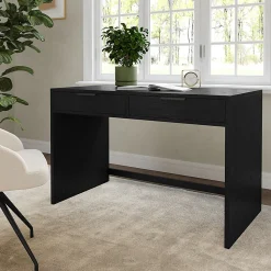 Martha Stewart Kayden Home Office Modular 2 Drawer Desk, Black Frame/Oil Rubbed Bronzed Hardware
