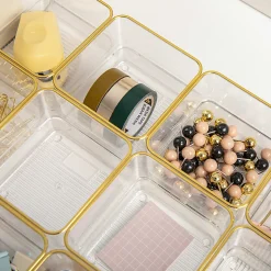 Martha Stewart Kerry Plastic Stackable Office Desk Drawer Organizers, 2