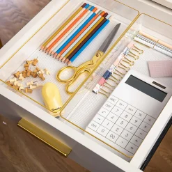 Martha Stewart Kerry Plastic Stackable Office Desk Drawer Organizers, 2