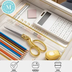 Martha Stewart Kerry Plastic Stackable Office Desk Drawer Organizers, 2