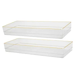 Martha Stewart Kerry Plastic Stackable Office Desk Drawer Organizers, 2