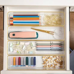 Martha Stewart Kerry Plastic Stackable Office Desk Drawer Organizers, 2